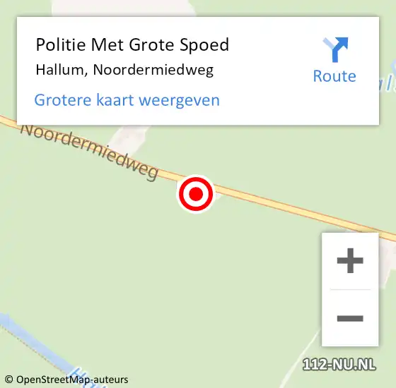 Locatie op kaart van de 112 melding: Politie Met Grote Spoed Naar Hallum, Noordermiedweg op 20 juli 2022 23:52