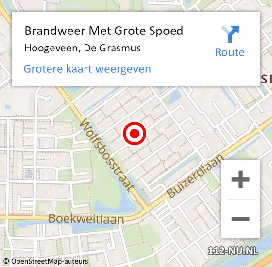 Locatie op kaart van de 112 melding: Brandweer Met Grote Spoed Naar Hoogeveen, De Grasmus op 20 juli 2022 23:59