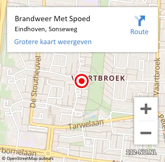 Locatie op kaart van de 112 melding: Brandweer Met Spoed Naar Eindhoven, Sonseweg op 21 juli 2022 00:05