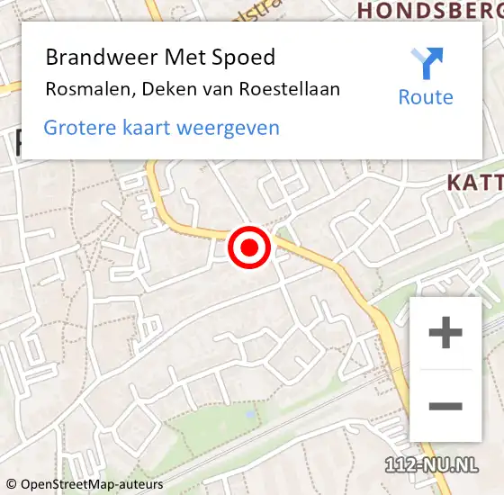 Locatie op kaart van de 112 melding: Brandweer Met Spoed Naar Rosmalen, Deken van Roestellaan op 21 juli 2022 00:20