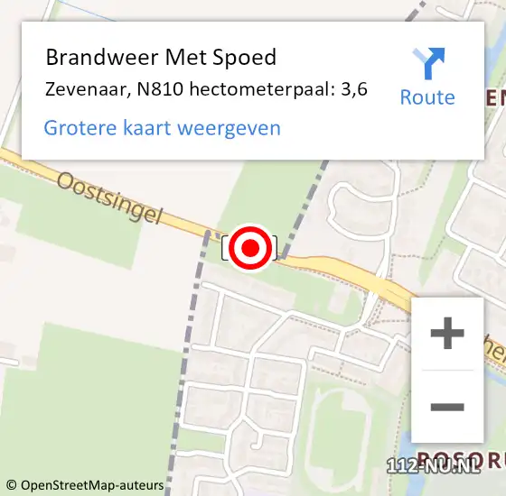 Locatie op kaart van de 112 melding: Brandweer Met Spoed Naar Zevenaar, N810 hectometerpaal: 3,6 op 21 juli 2022 01:25