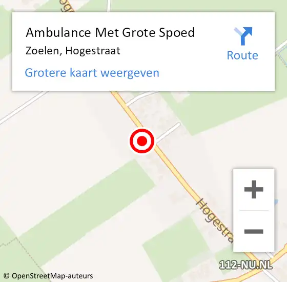 Locatie op kaart van de 112 melding: Ambulance Met Grote Spoed Naar Zoelen, Hogestraat op 21 juli 2022 01:30