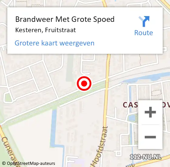 Locatie op kaart van de 112 melding: Brandweer Met Grote Spoed Naar Kesteren, Fruitstraat op 21 juli 2022 02:15