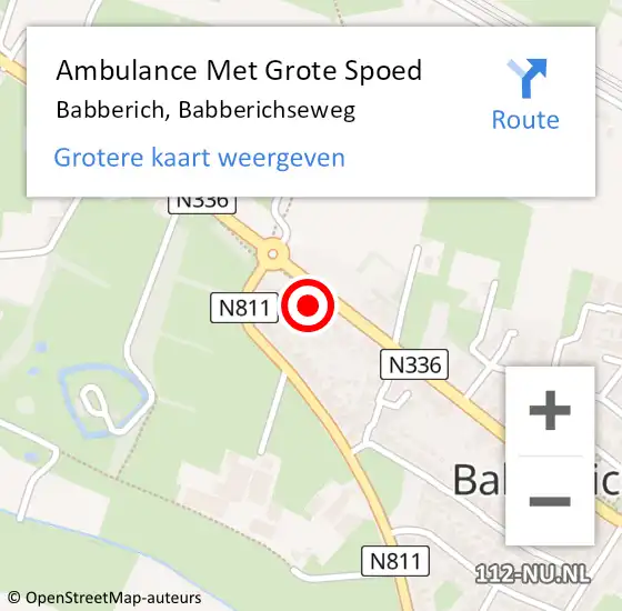 Locatie op kaart van de 112 melding: Ambulance Met Grote Spoed Naar Babberich, Babberichseweg op 21 juli 2022 02:53