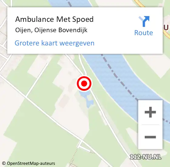 Locatie op kaart van de 112 melding: Ambulance Met Spoed Naar Oijen, Oijense Bovendijk op 23 juli 2014 21:23