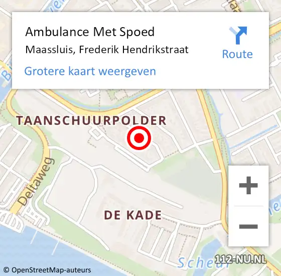 Locatie op kaart van de 112 melding: Ambulance Met Spoed Naar Maassluis, Frederik Hendrikstraat op 21 juli 2022 03:17