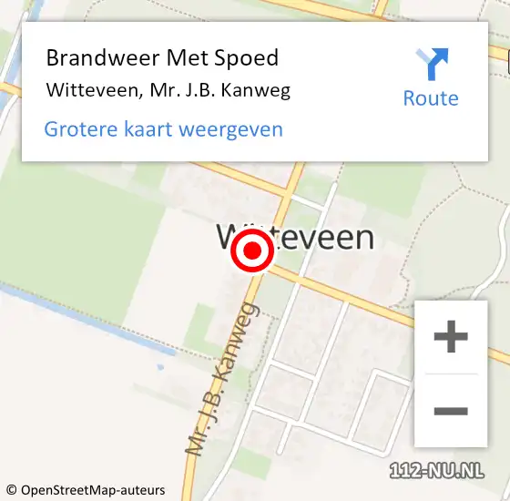 Locatie op kaart van de 112 melding: Brandweer Met Spoed Naar Witteveen, Mr. J.B. Kanweg op 21 juli 2022 03:25