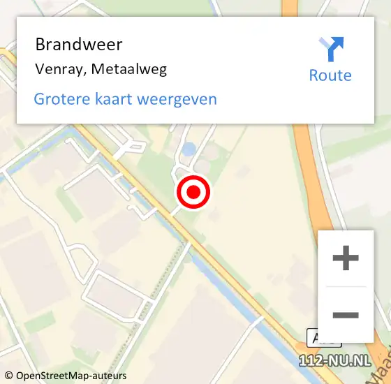 Locatie op kaart van de 112 melding: Brandweer Venray, Metaalweg op 21 juli 2022 03:45