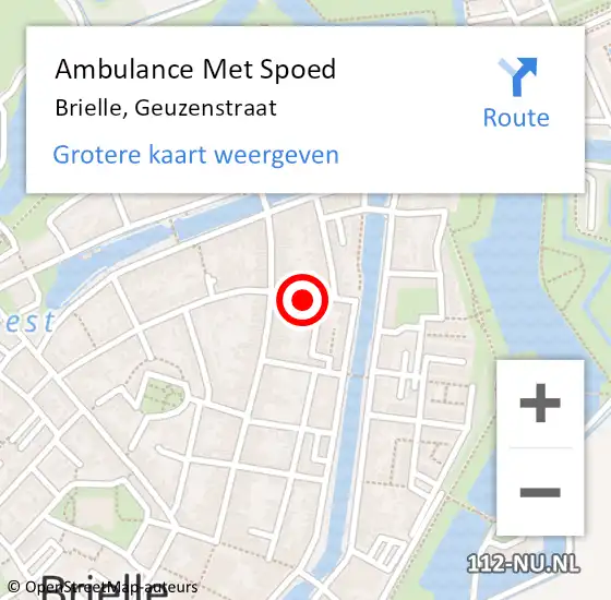 Locatie op kaart van de 112 melding: Ambulance Met Spoed Naar Brielle, Geuzenstraat op 21 juli 2022 03:52