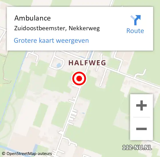 Locatie op kaart van de 112 melding: Ambulance Zuidoostbeemster, Nekkerweg op 21 juli 2022 03:53