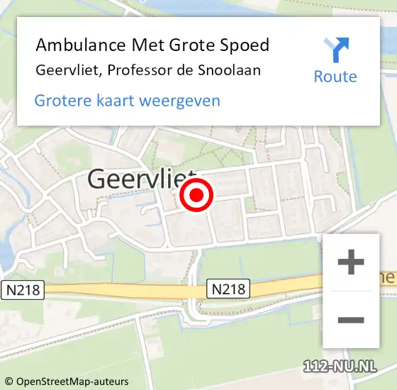 Locatie op kaart van de 112 melding: Ambulance Met Grote Spoed Naar Geervliet, Professor de Snoolaan op 21 juli 2022 04:35