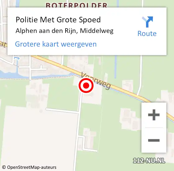 Locatie op kaart van de 112 melding: Politie Met Grote Spoed Naar Alphen aan den Rijn, Middelweg op 21 juli 2022 04:44