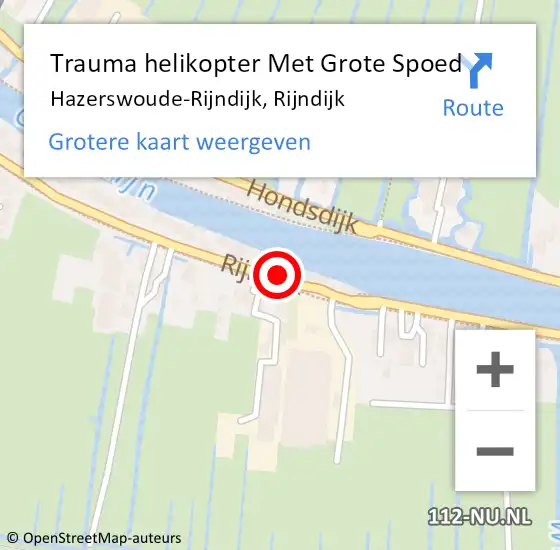 Locatie op kaart van de 112 melding: Trauma helikopter Met Grote Spoed Naar Hazerswoude-Rijndijk, Rijndijk op 21 juli 2022 04:49