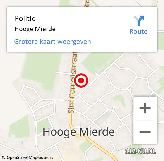 Locatie op kaart van de 112 melding: Politie Hooge Mierde op 21 juli 2022 05:11