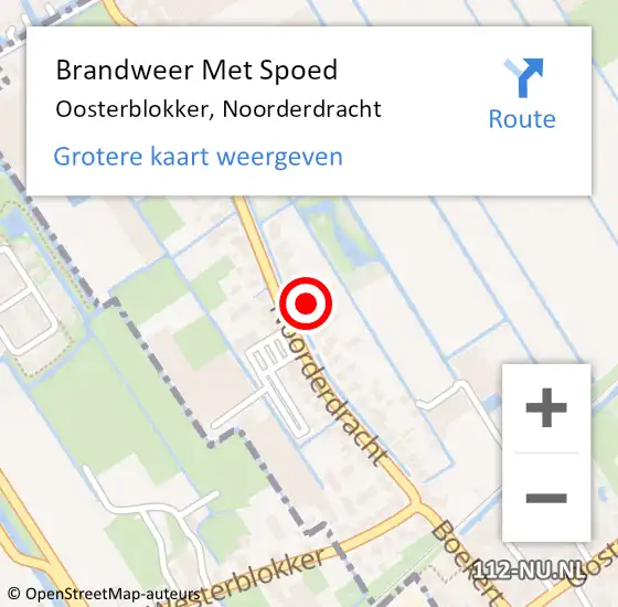 Locatie op kaart van de 112 melding: Brandweer Met Spoed Naar Oosterblokker, Noorderdracht op 21 juli 2022 05:52