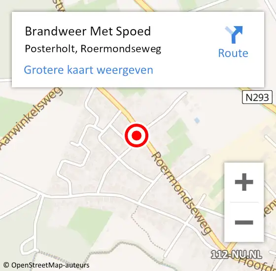 Locatie op kaart van de 112 melding: Brandweer Met Spoed Naar Posterholt, Roermondseweg op 21 juli 2022 05:56