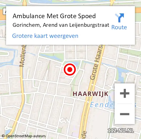 Locatie op kaart van de 112 melding: Ambulance Met Grote Spoed Naar Gorinchem, Arend van Leijenburgstraat op 21 juli 2022 06:18