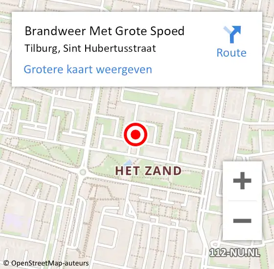 Locatie op kaart van de 112 melding: Brandweer Met Grote Spoed Naar Tilburg, Sint Hubertusstraat op 21 juli 2022 06:25