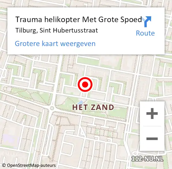 Locatie op kaart van de 112 melding: Trauma helikopter Met Grote Spoed Naar Tilburg, Sint Hubertusstraat op 21 juli 2022 06:27