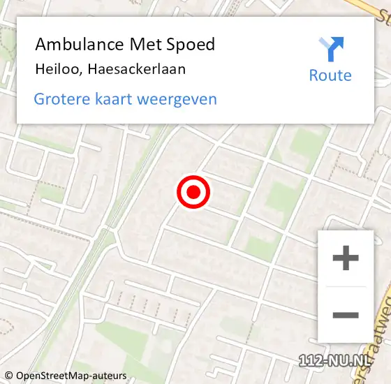 Locatie op kaart van de 112 melding: Ambulance Met Spoed Naar Heiloo, Haesackerlaan op 21 juli 2022 07:08