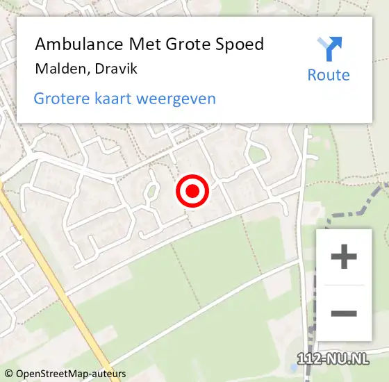 Locatie op kaart van de 112 melding: Ambulance Met Grote Spoed Naar Malden, Dravik op 21 juli 2022 07:20