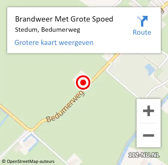 Locatie op kaart van de 112 melding: Brandweer Met Grote Spoed Naar Stedum, Bedumerweg op 23 juli 2014 21:32