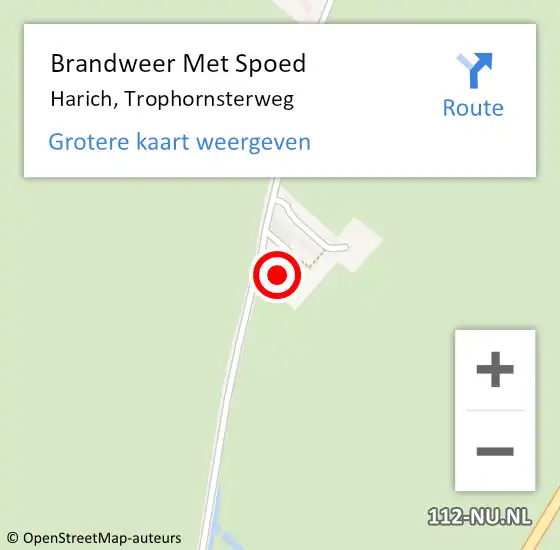 Locatie op kaart van de 112 melding: Brandweer Met Spoed Naar Harich, Trophornsterweg op 21 juli 2022 07:38