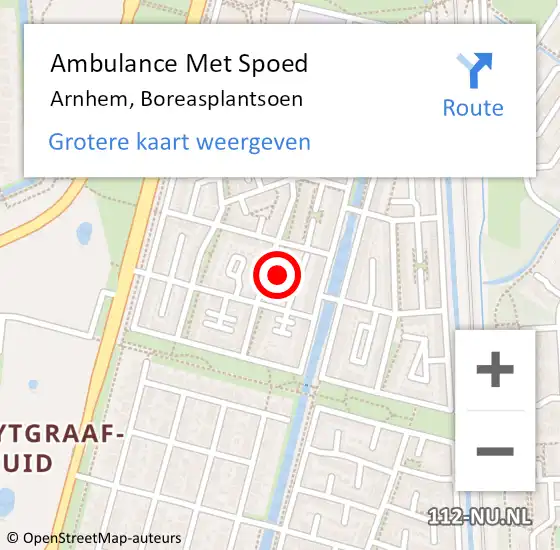 Locatie op kaart van de 112 melding: Ambulance Met Spoed Naar Arnhem, Boreasplantsoen op 21 juli 2022 08:27