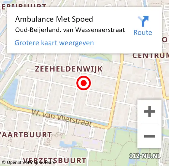 Locatie op kaart van de 112 melding: Ambulance Met Spoed Naar Oud-Beijerland, van Wassenaerstraat op 21 juli 2022 08:33