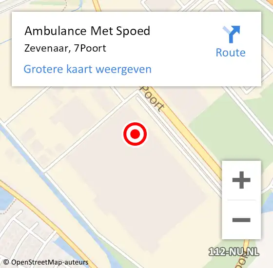 Locatie op kaart van de 112 melding: Ambulance Met Spoed Naar Zevenaar, 7Poort op 21 juli 2022 08:41