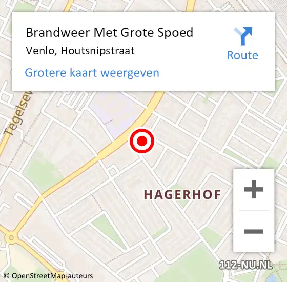 Locatie op kaart van de 112 melding: Brandweer Met Grote Spoed Naar Venlo, Houtsnipstraat op 21 juli 2022 08:49