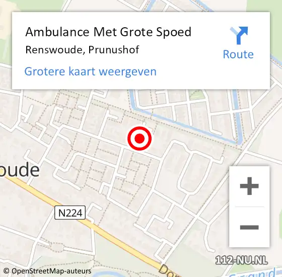 Locatie op kaart van de 112 melding: Ambulance Met Grote Spoed Naar Renswoude, Prunushof op 9 oktober 2013 11:28