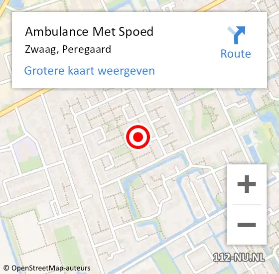 Locatie op kaart van de 112 melding: Ambulance Met Spoed Naar Zwaag, Peregaard op 21 juli 2022 09:21