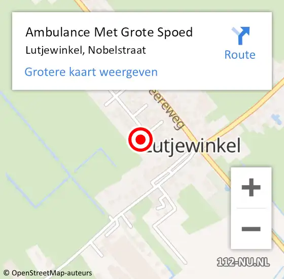 Locatie op kaart van de 112 melding: Ambulance Met Grote Spoed Naar Lutjewinkel, Nobelstraat op 23 juli 2014 21:48