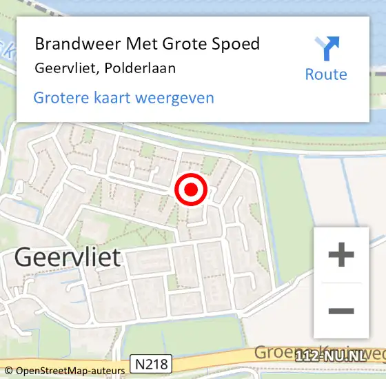 Locatie op kaart van de 112 melding: Brandweer Met Grote Spoed Naar Geervliet, Polderlaan op 21 juli 2022 10:00