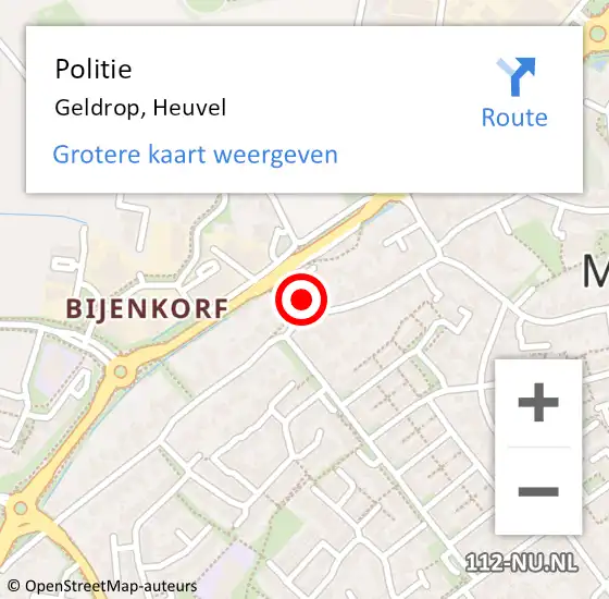 Locatie op kaart van de 112 melding: Politie Mierlo, Heuvel op 21 juli 2022 10:35