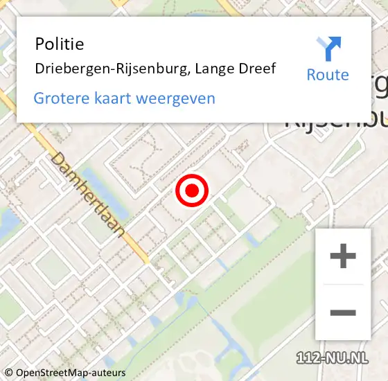 Locatie op kaart van de 112 melding: Politie Driebergen-Rijsenburg, Lange Dreef op 21 juli 2022 10:46