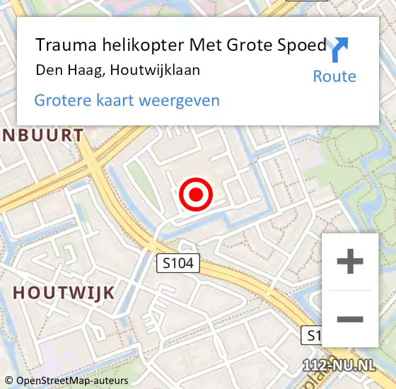 Locatie op kaart van de 112 melding: Trauma helikopter Met Grote Spoed Naar Den Haag, Houtwijklaan op 21 juli 2022 10:56