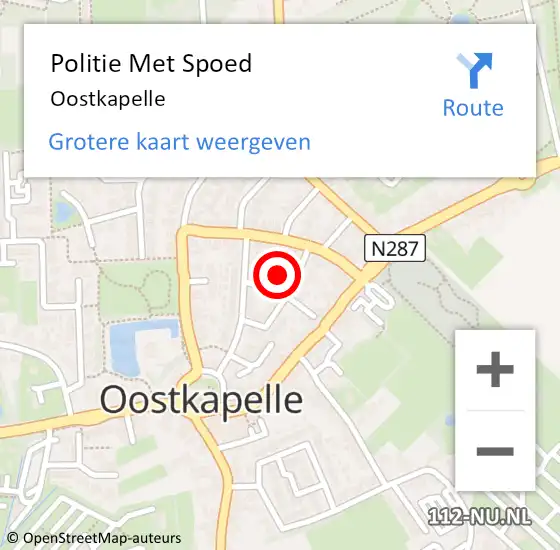 Locatie op kaart van de 112 melding: Politie Met Spoed Naar Oostkapelle op 21 juli 2022 11:03