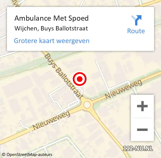 Locatie op kaart van de 112 melding: Ambulance Met Spoed Naar Wijchen, Buys Ballotstraat op 21 juli 2022 11:15