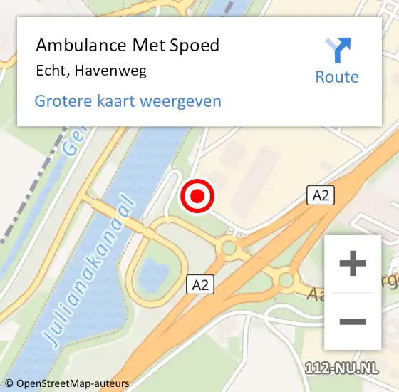 Locatie op kaart van de 112 melding: Ambulance Met Spoed Naar Echt, Havenweg op 21 juli 2022 11:16