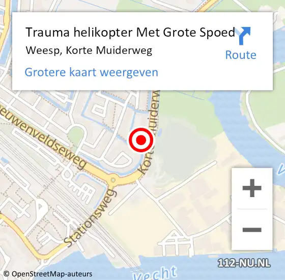 Locatie op kaart van de 112 melding: Trauma helikopter Met Grote Spoed Naar Weesp, Korte Muiderweg op 21 juli 2022 11:18