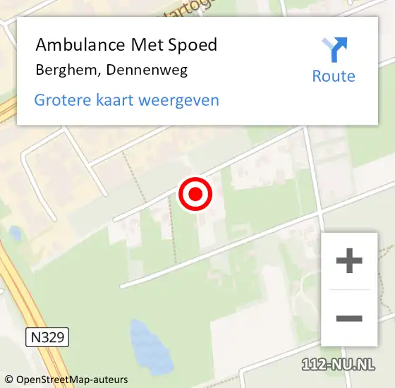 Locatie op kaart van de 112 melding: Ambulance Met Spoed Naar Berghem, Dennenweg op 23 juli 2014 22:11