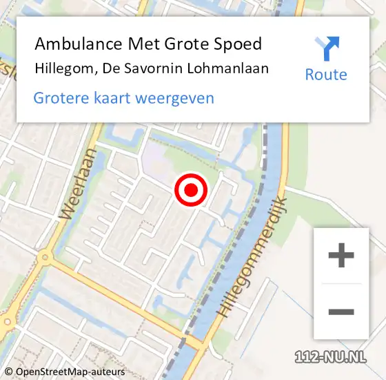 Locatie op kaart van de 112 melding: Ambulance Met Grote Spoed Naar Hillegom, De Savornin Lohmanlaan op 21 juli 2022 11:28