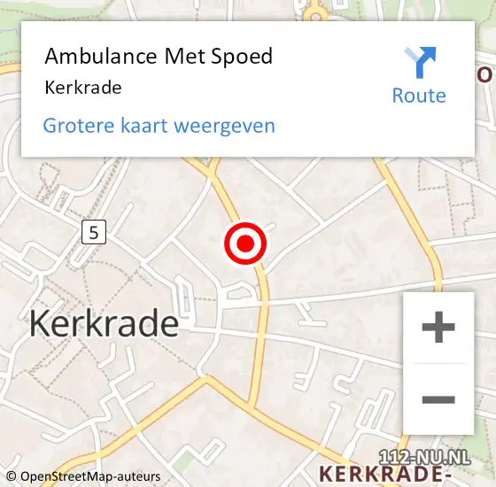 Locatie op kaart van de 112 melding: Ambulance Met Spoed Naar Kerkrade op 21 juli 2022 11:34
