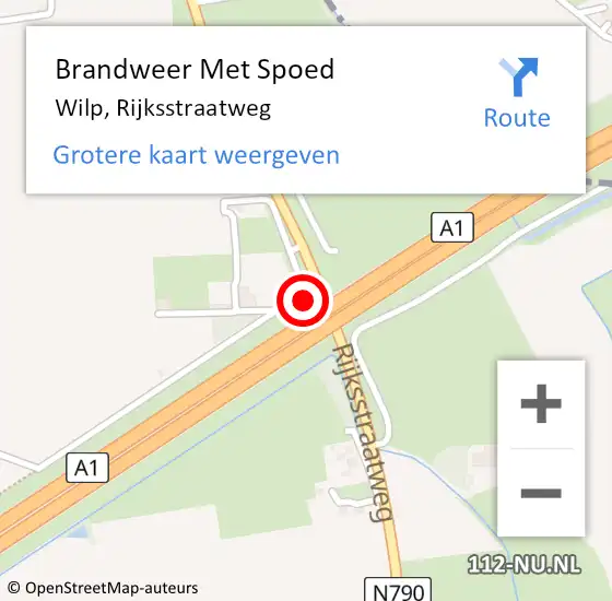 Locatie op kaart van de 112 melding: Brandweer Met Spoed Naar Wilp, Rijksstraatweg op 21 juli 2022 11:51