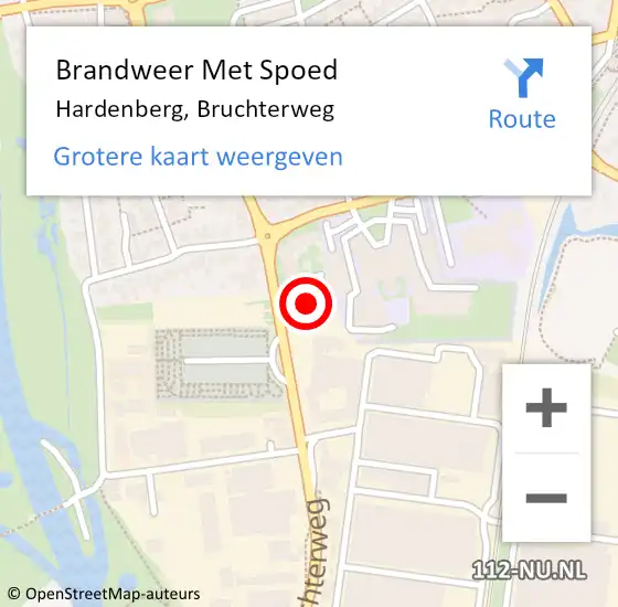 Locatie op kaart van de 112 melding: Brandweer Met Spoed Naar Hardenberg, Bruchterweg op 21 juli 2022 12:00