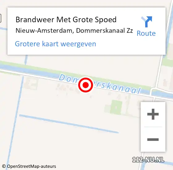 Locatie op kaart van de 112 melding: Brandweer Met Grote Spoed Naar Nieuw-Amsterdam, Dommerskanaal Zz op 23 juli 2014 22:22