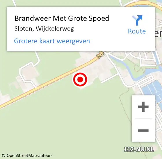 Locatie op kaart van de 112 melding: Brandweer Met Grote Spoed Naar Sloten, Wijckelerweg op 21 juli 2022 12:10