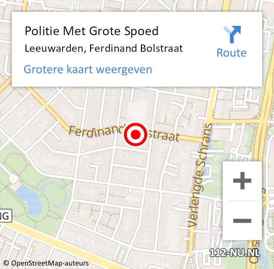 Locatie op kaart van de 112 melding: Politie Met Grote Spoed Naar Leeuwarden, Ferdinand Bolstraat op 21 juli 2022 12:20